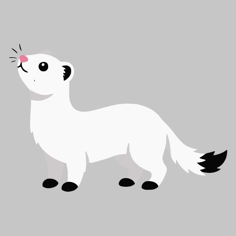Cute curious ermine minimalist style
