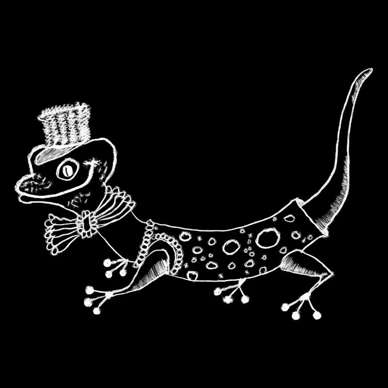 Gecko Deluxe mit Hut und Fliege