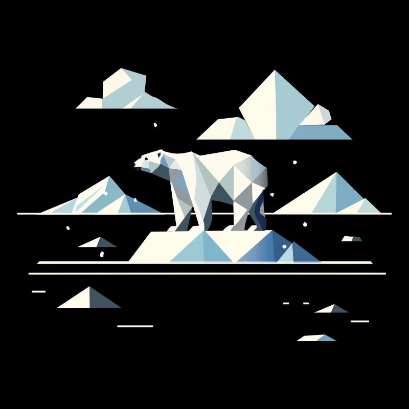 Geometrischer Eisbär auf Eisscholle–Arktische Ruhe