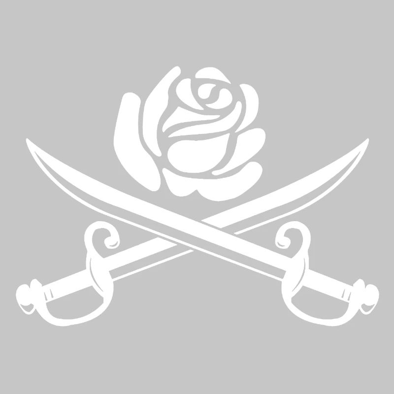 Fleur blanche et épées croisées