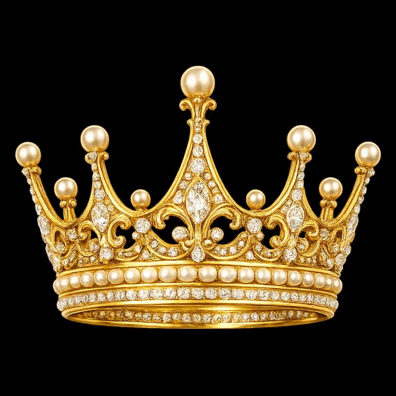 Couronne royale dorée avec des perles