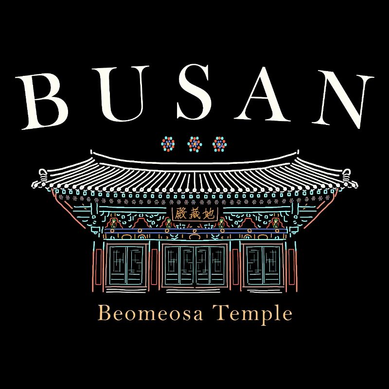 Busan, Corée du Sud, Temple dessiné à la main