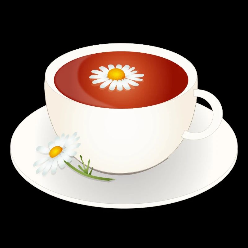 Chamomile tea motif with flower in elegant cup