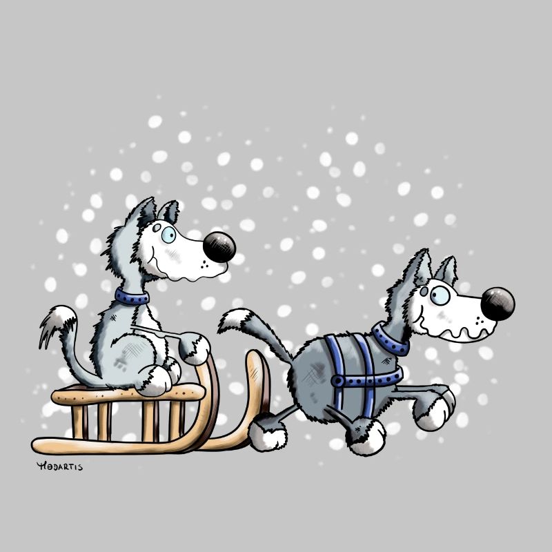 Huskies in the snow