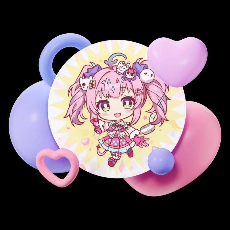 Pastel chibi with hearts