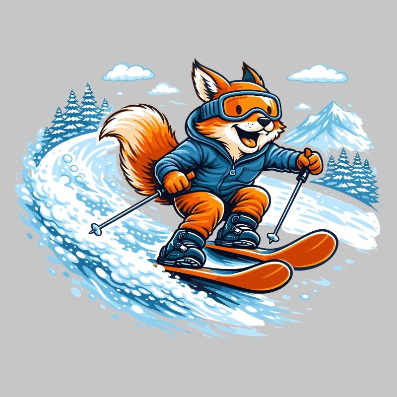 Funny Ski Fox – Comic Winter Motif