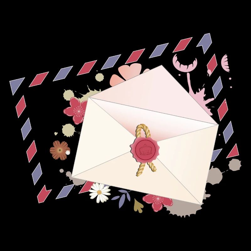 Enveloppe florale avec fleurs et bordure de la poste aérienne