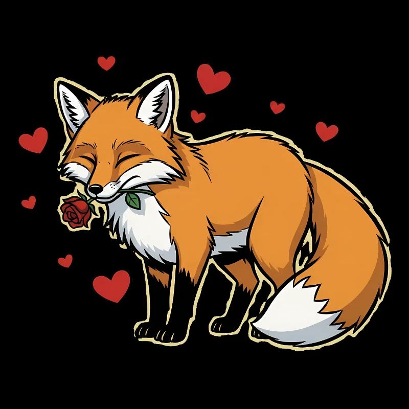 Romantic Fox with Rose