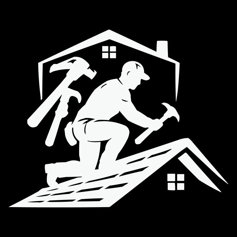 Dachdecker Silhouette am Dach