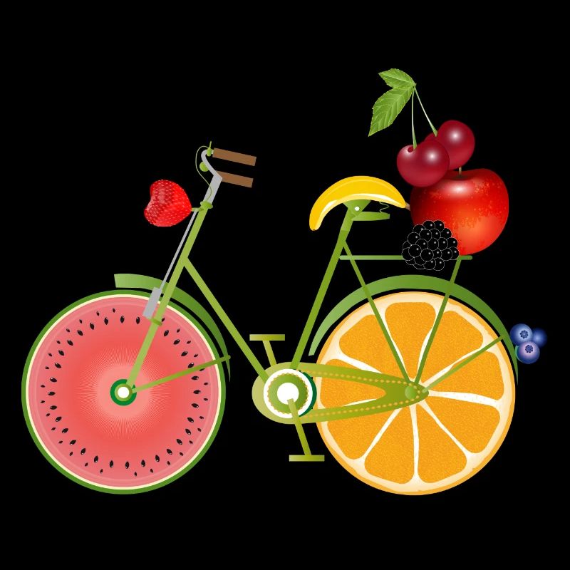 drôle de vélo vert fruité décoré