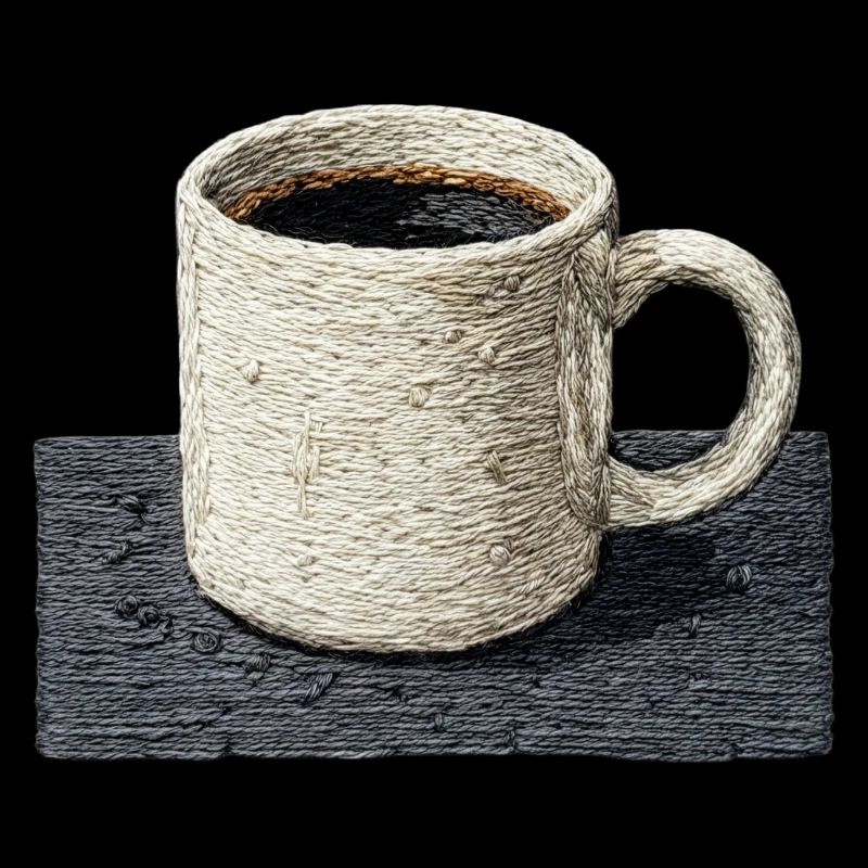 Embroidered mug filter coffee slow coffee (printed)