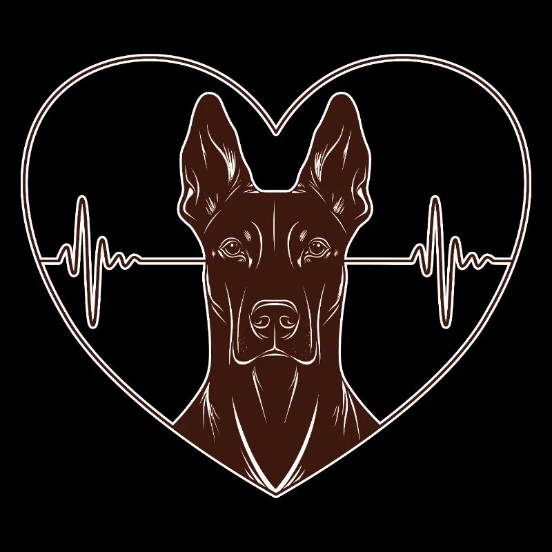 Conception de doberman en forme de cœur – Look rouille