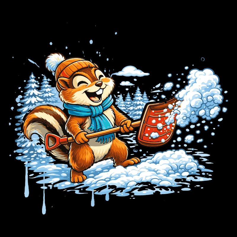Streifenhörnchen beim Schneeschippen – Winterspaß
