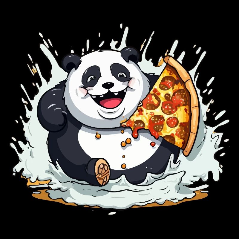 Dessin animé Panda Pizza Splash