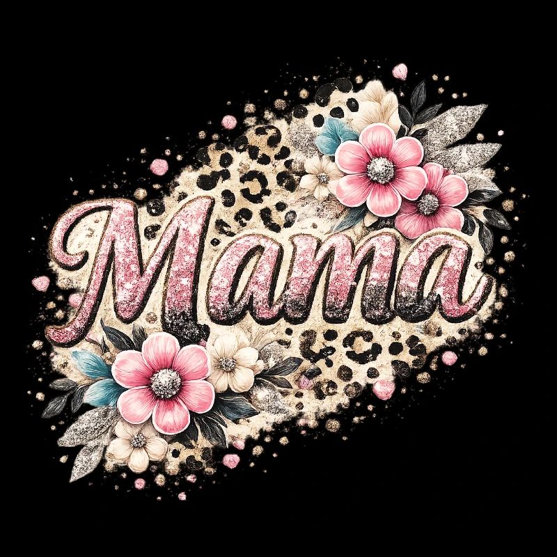 Mama Glitter Leopard Blumen Muttertag Geschenk 