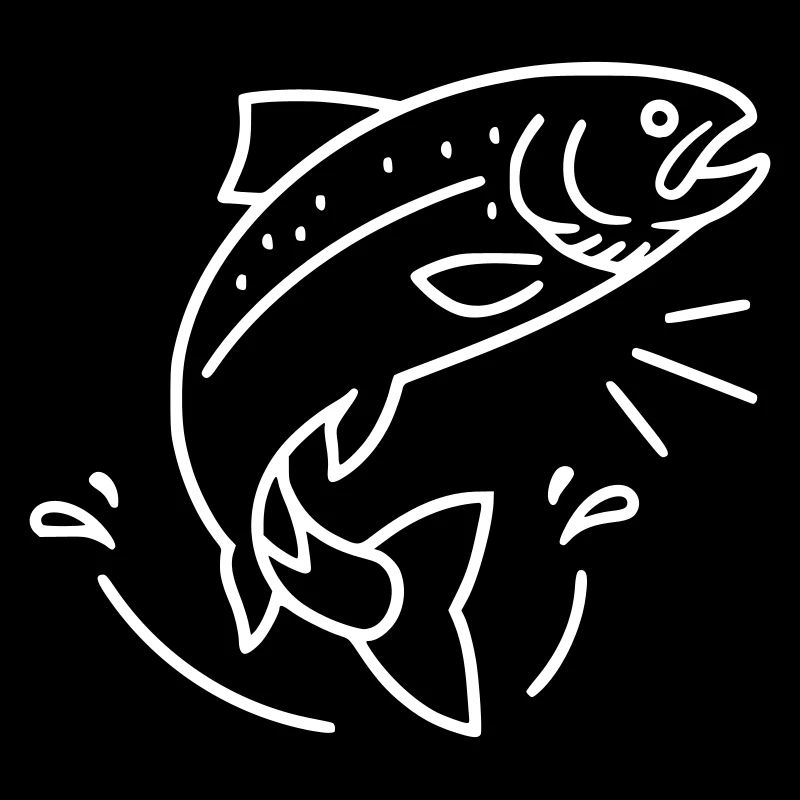Action de pêche à la truite sauteuse