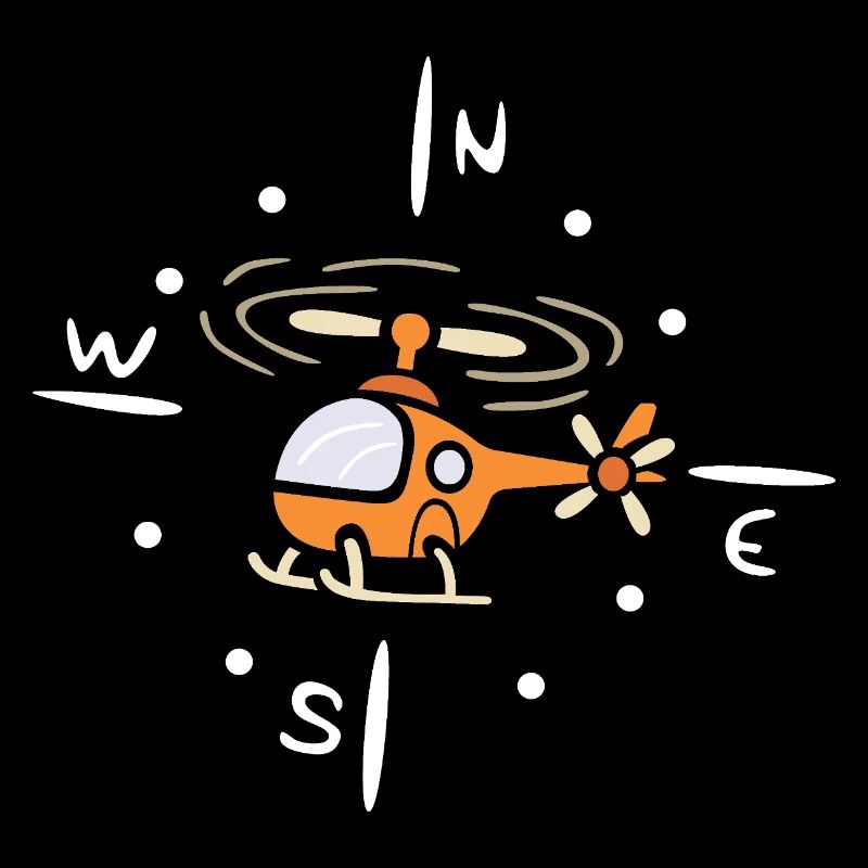 Hélicoptère de dessin animé avec conception de boussole