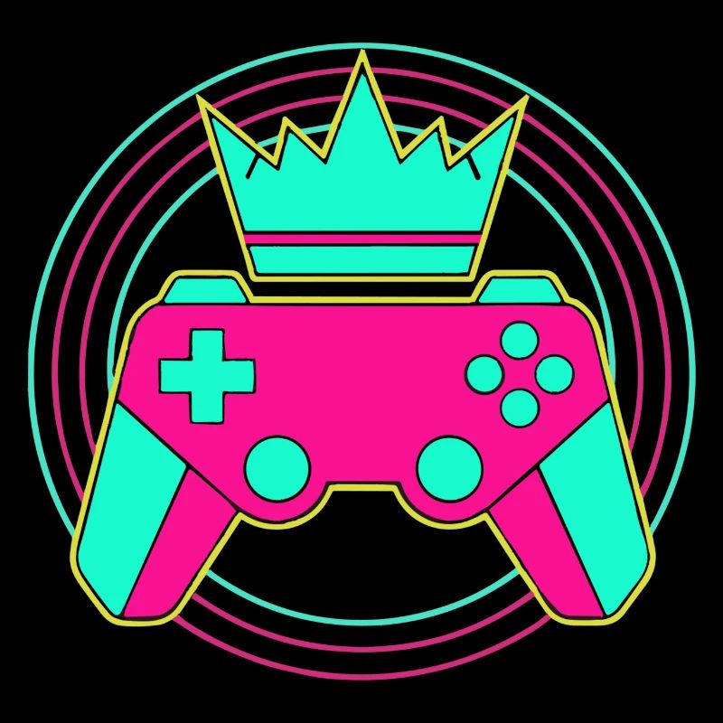 Controller Krone Neon Minimal Zocker Art