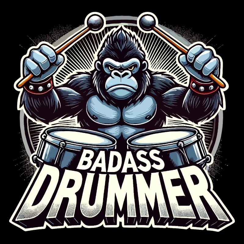 Badass Drummer Gorilla Cool Gift