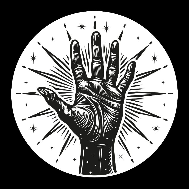 Sternhand mit Blitzen
