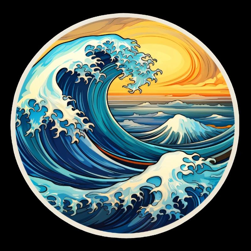 Large Wave Illustration – Maritime Retro Design