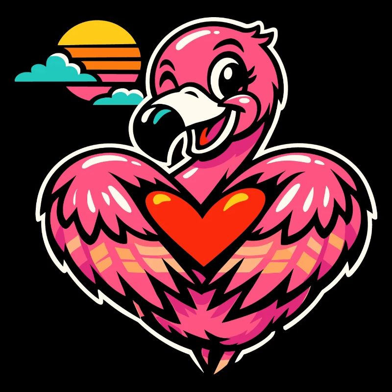 Rosa Flamingo mit Herzsymbol | Süßes Geschenk