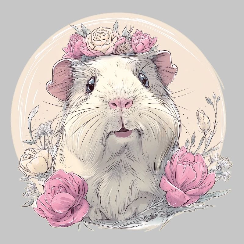 Cochon d’Inde avec des fleurs