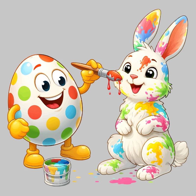 Funny Easter Egg Paints Happy Easter Bunny