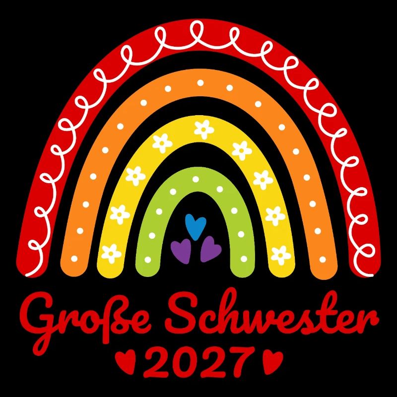 Große Schwester 2027 Boho Regenbogen bunt