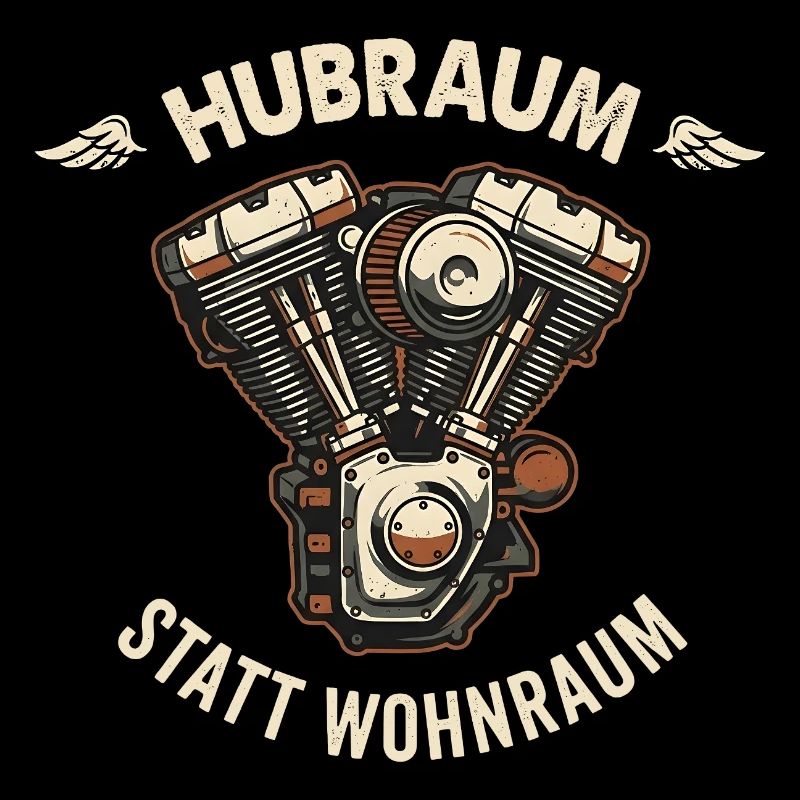Hubraum statt Wohnraum - Retro Biker Spruch
