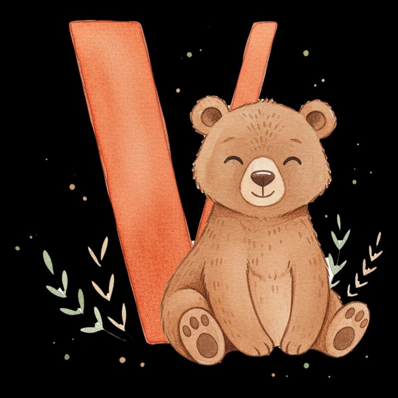 Petit ours mignon avec V