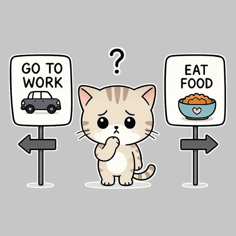 Katzendilemma: Arbeit oder Mahlzeit