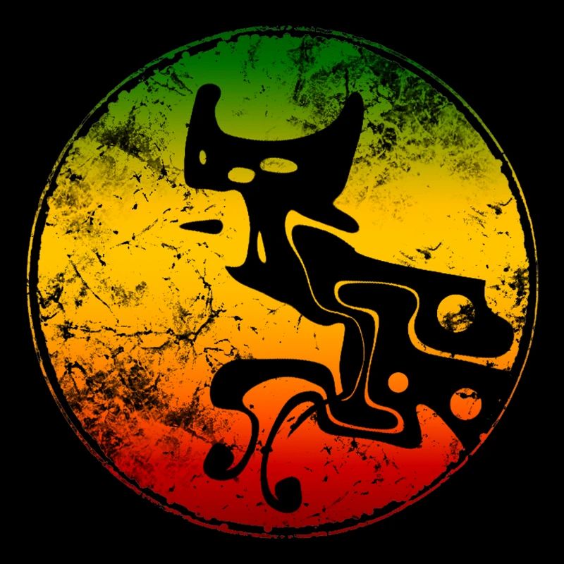 Silhouette abstraite de chat sauvage aux couleurs reggae
