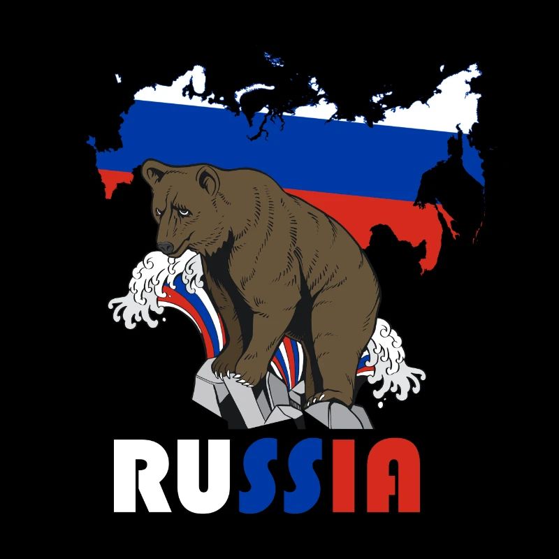 Russie conception de l’ours avec carte et drapeau