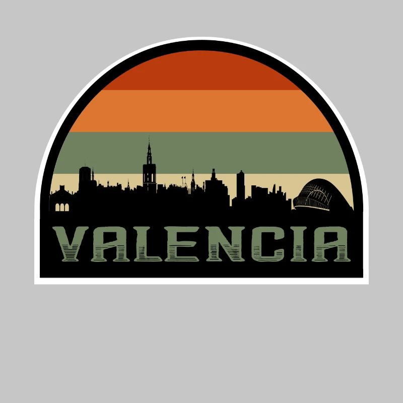 Valence Espagne Skyline Silhouette Drapeau Espagnol