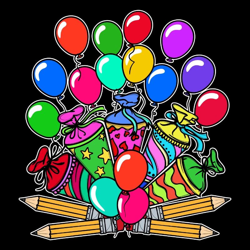Schulbeginn Luftballon Bleistift Schultüte Start