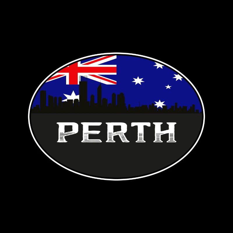 Perth Australie Skyline Silhouette Drapeau australien