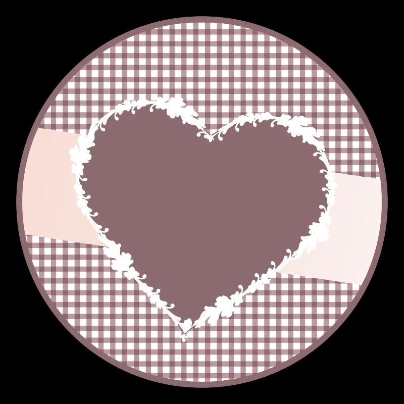 nostalgic label in dusky pink with a big heart