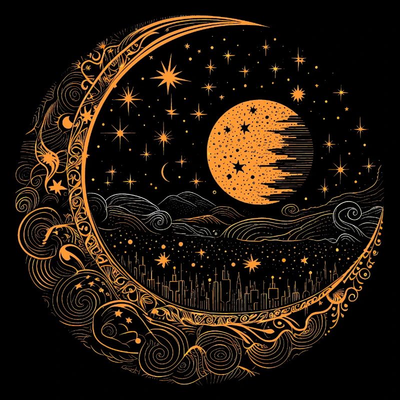Lune avec étoiles