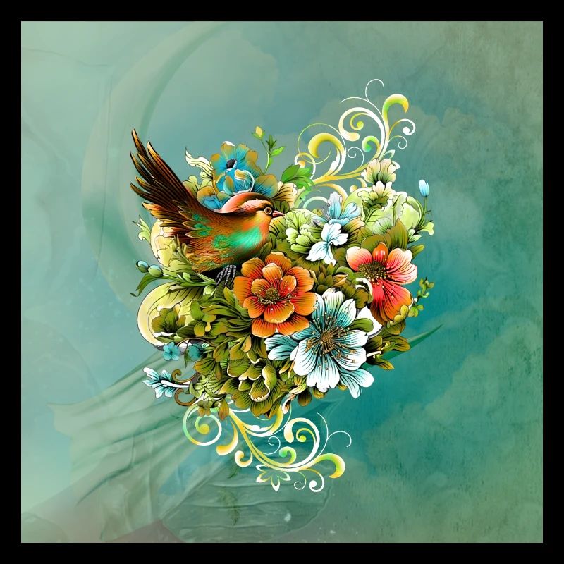 La beauté des oiseaux et des fleurs ensemble.