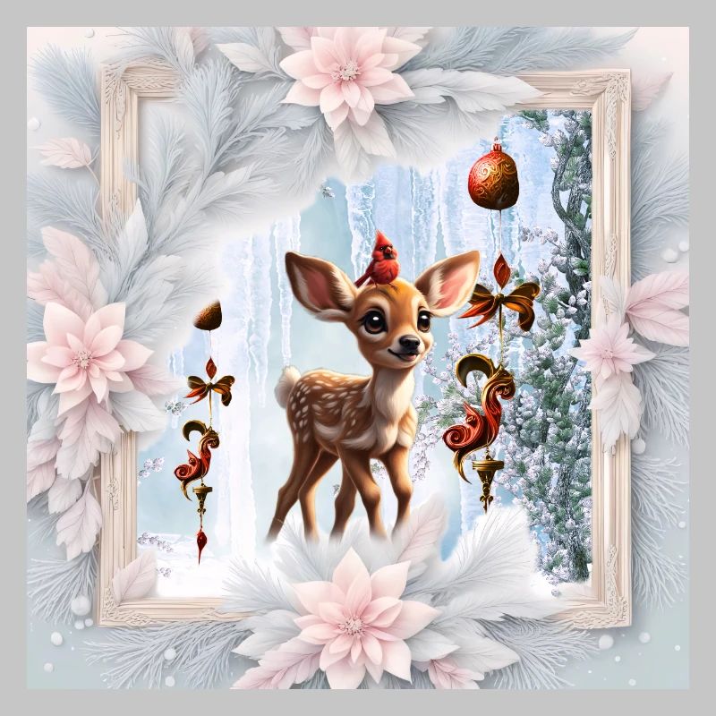 Mignon faon avec oiseau