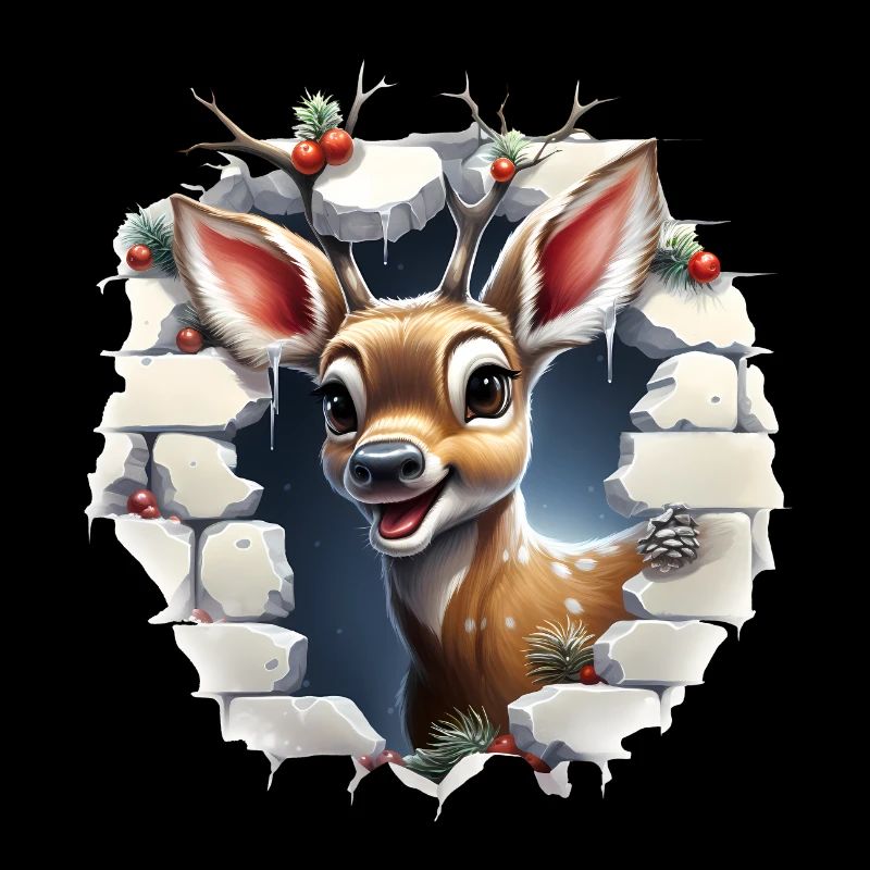 Cerf mignon dans le trou dans le mur