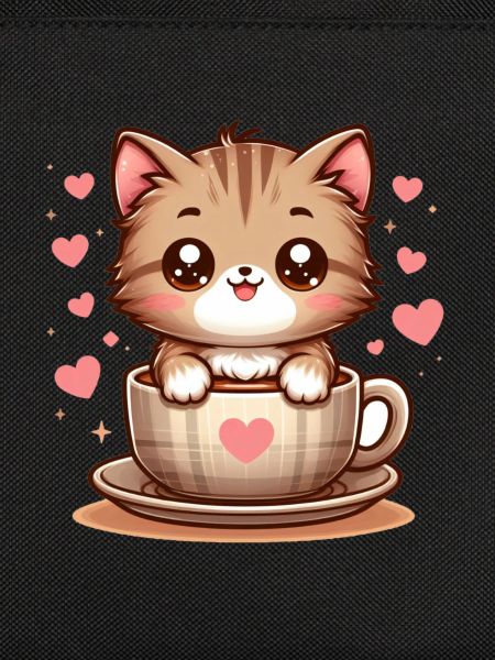 Katze mit Kaffeebecher 2