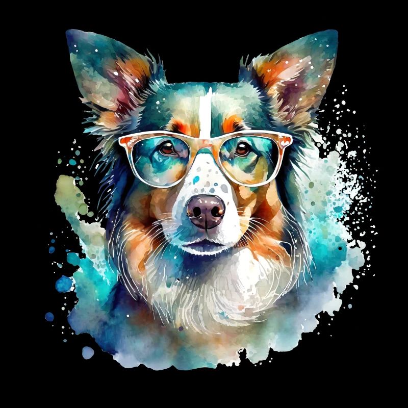 Border Collie mit Brille