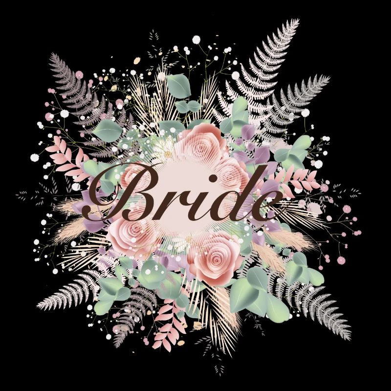 Bouquet de mariée dans des tons délicats avec lettrage