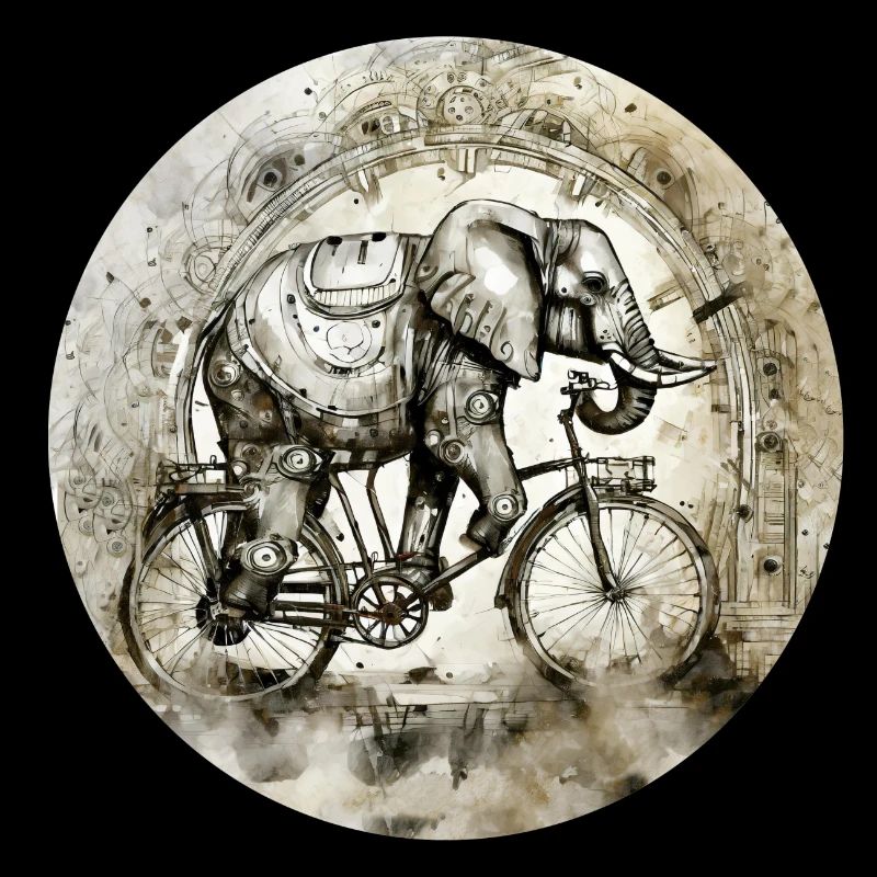 Indian elephant on the wheel