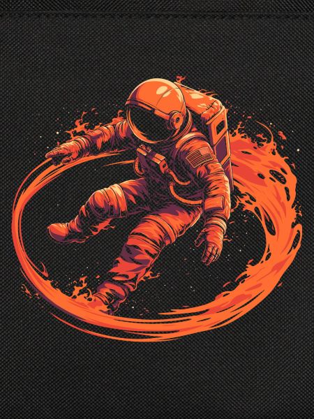 Astronaut surrounded by flames