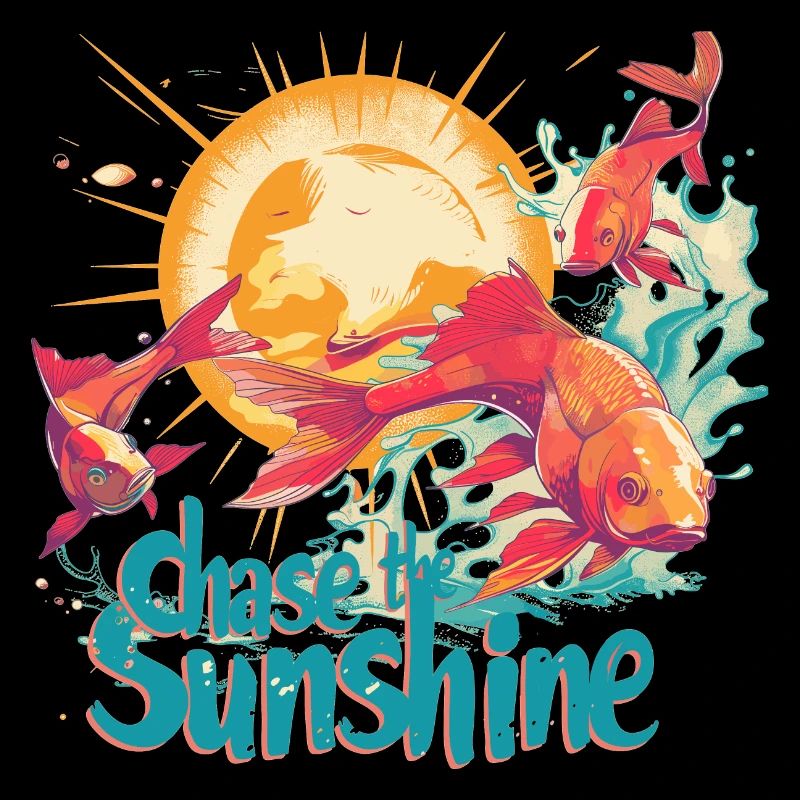 Chasing the sun, Pisces, sun in retro style