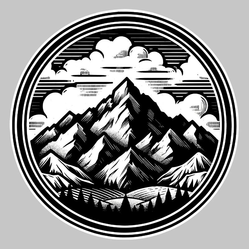 High mountains in the background, surrounded by clouds