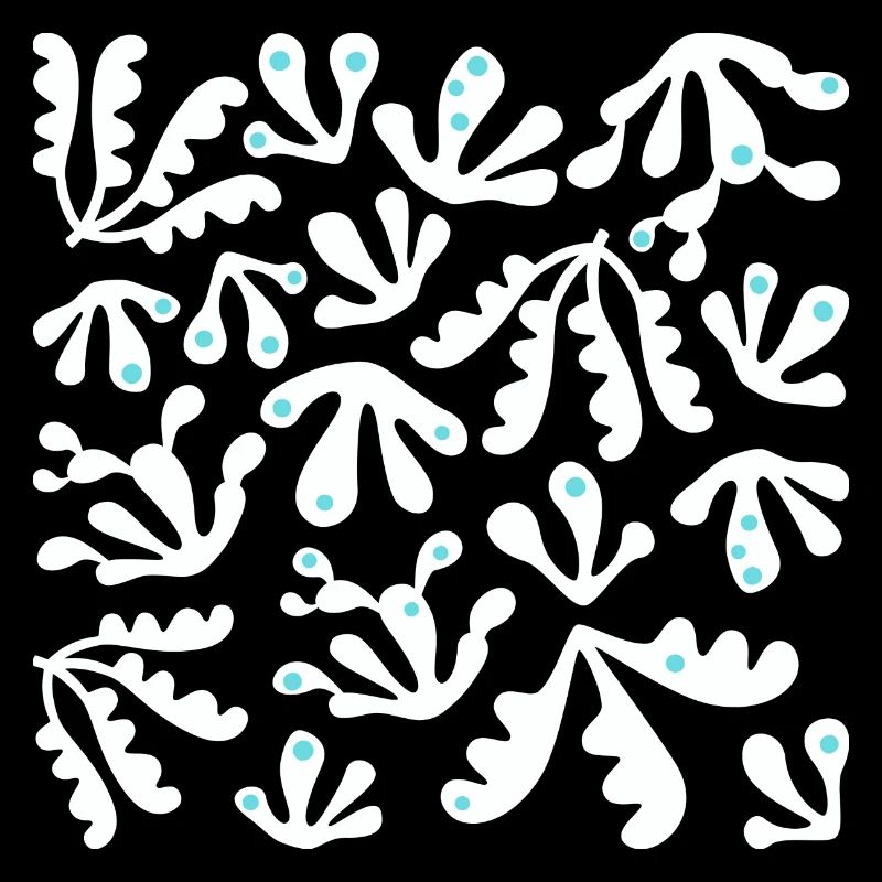 Abstrait Corail L Blanc Bleu Pois